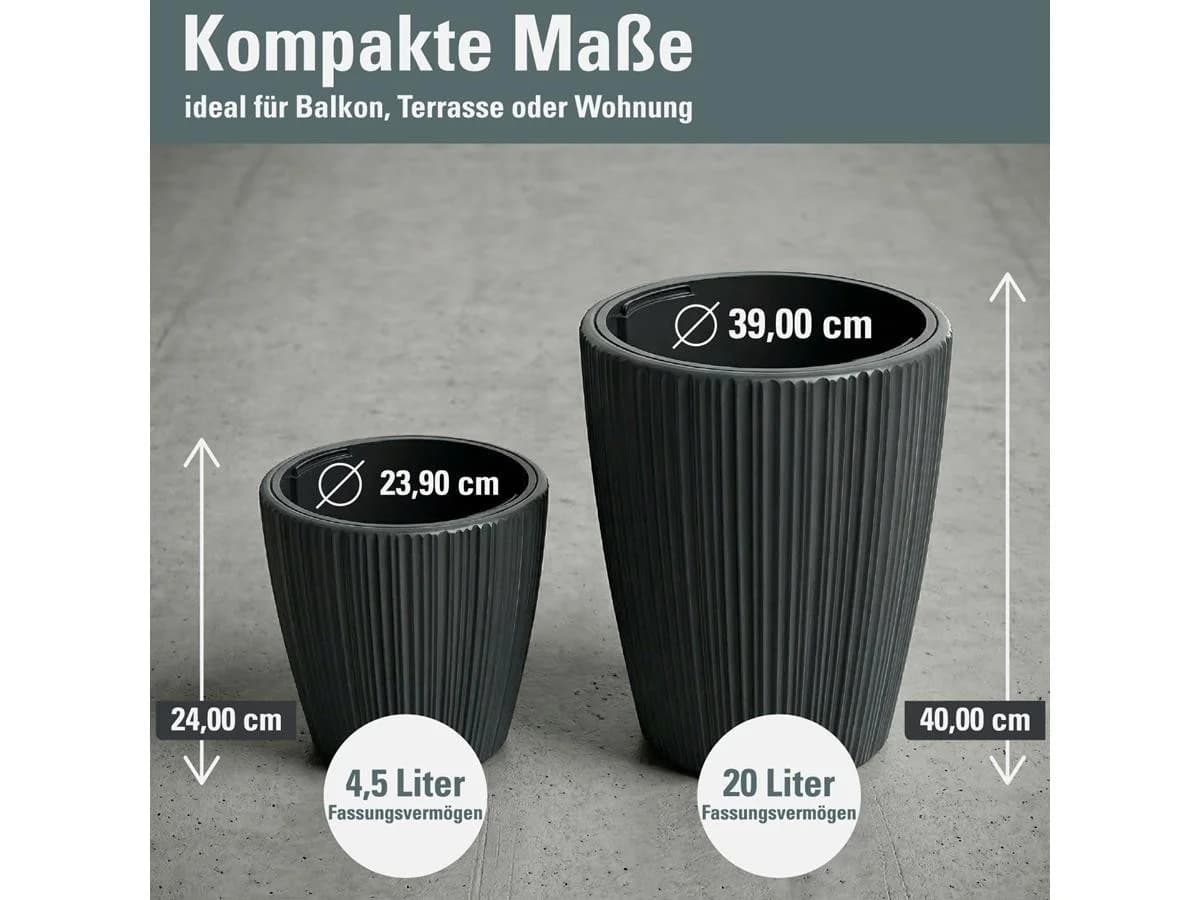 Prosperplast Blumentopf Oro Dunkelgrau mit Pflanzeinsatz - Bild 3