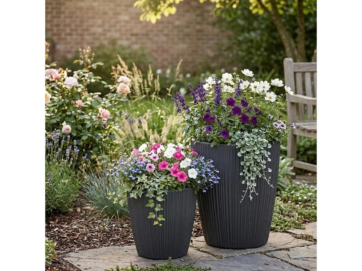 Prosperplast Blumentopf Oro Dunkelgrau mit Pflanzeinsatz - Bild 4