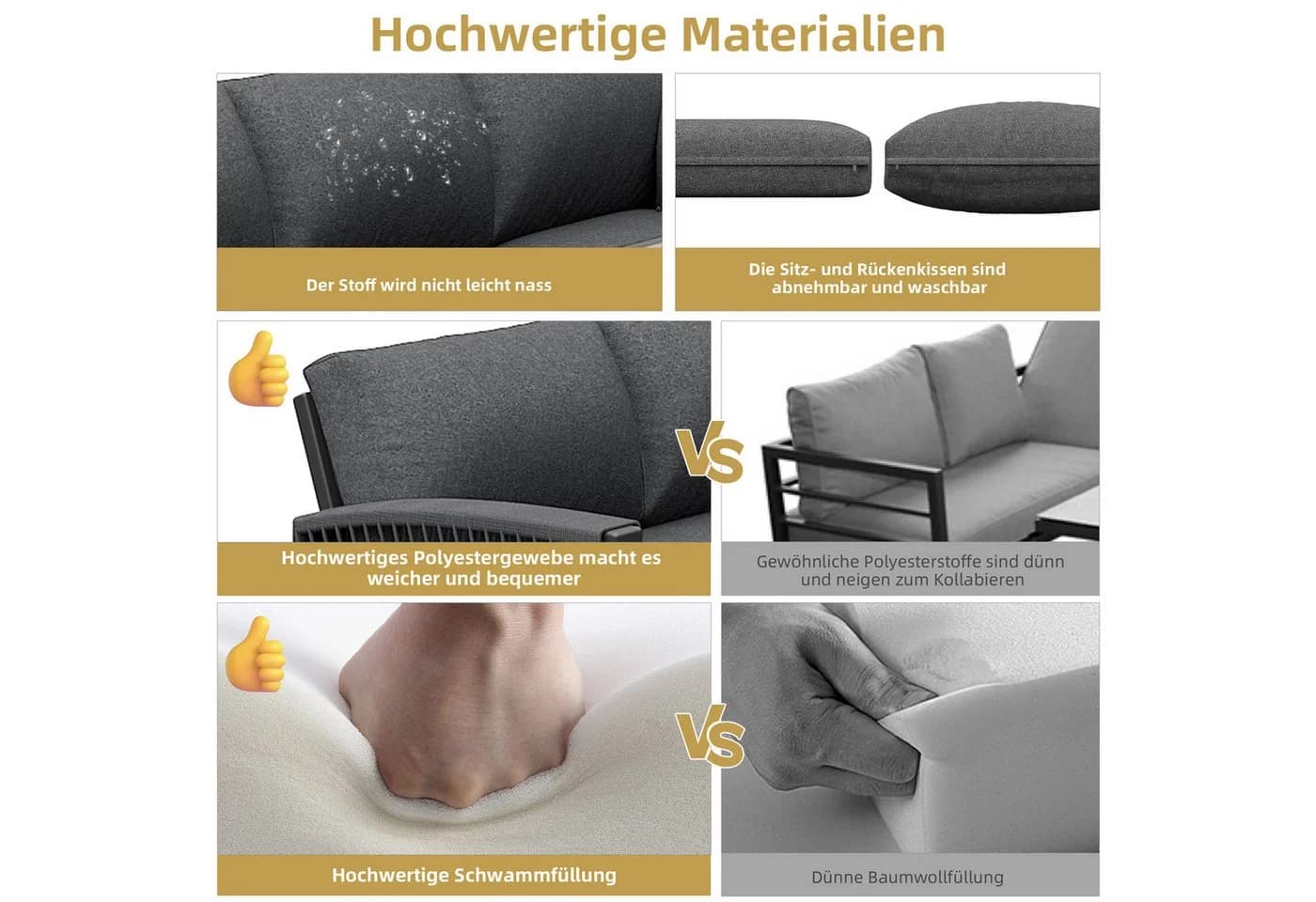 Celya Gartenlounge-Set für 8 Personen Seilwerk Grau - Bild 5