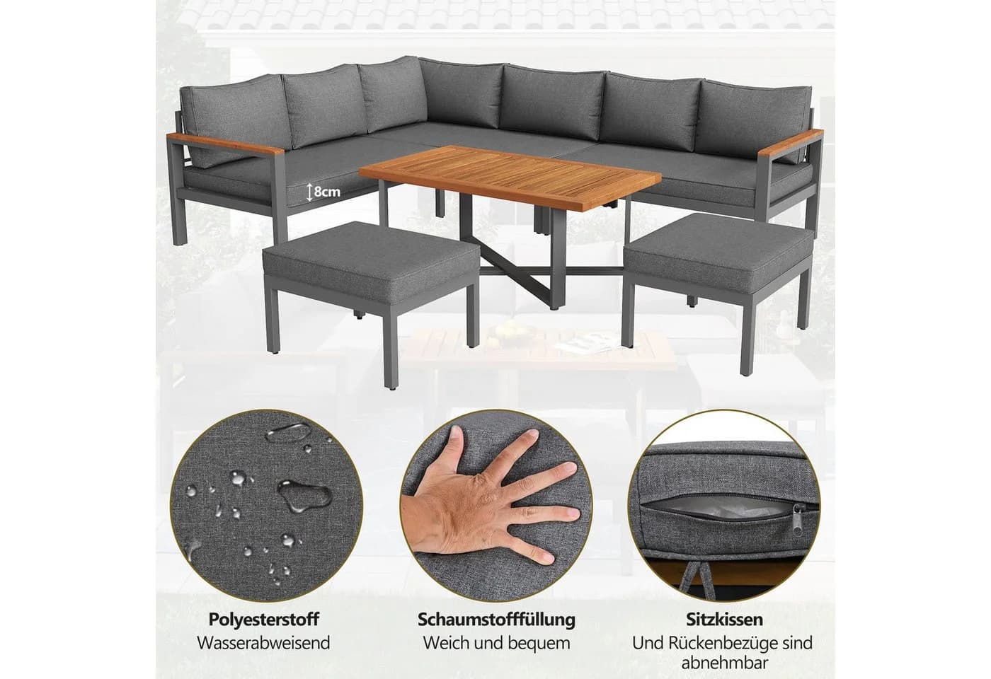 Celya Gartenlounge-Set für 7-8 Personen - Modernes Lounge-Garnitur - Bild 3
