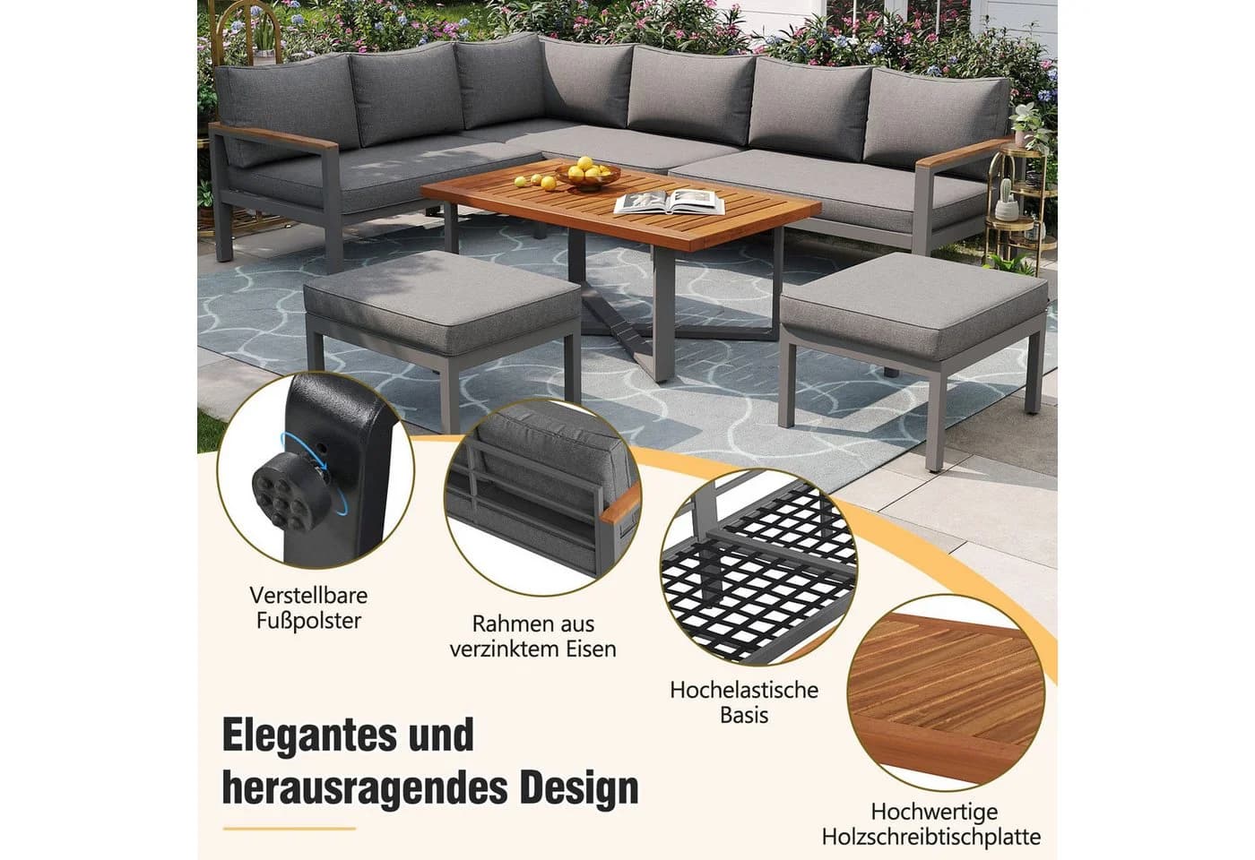 Celya Gartenlounge-Set für 7-8 Personen - Modernes Lounge-Garnitur - Bild 5