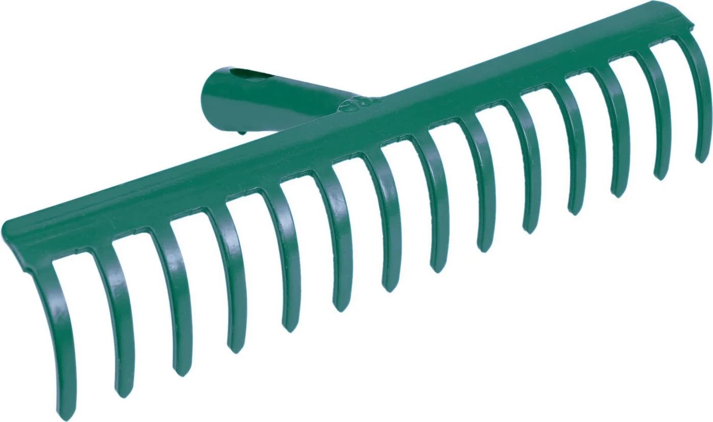TRIZERATOP Metallrechen 34 cm 14 Zinken Grün