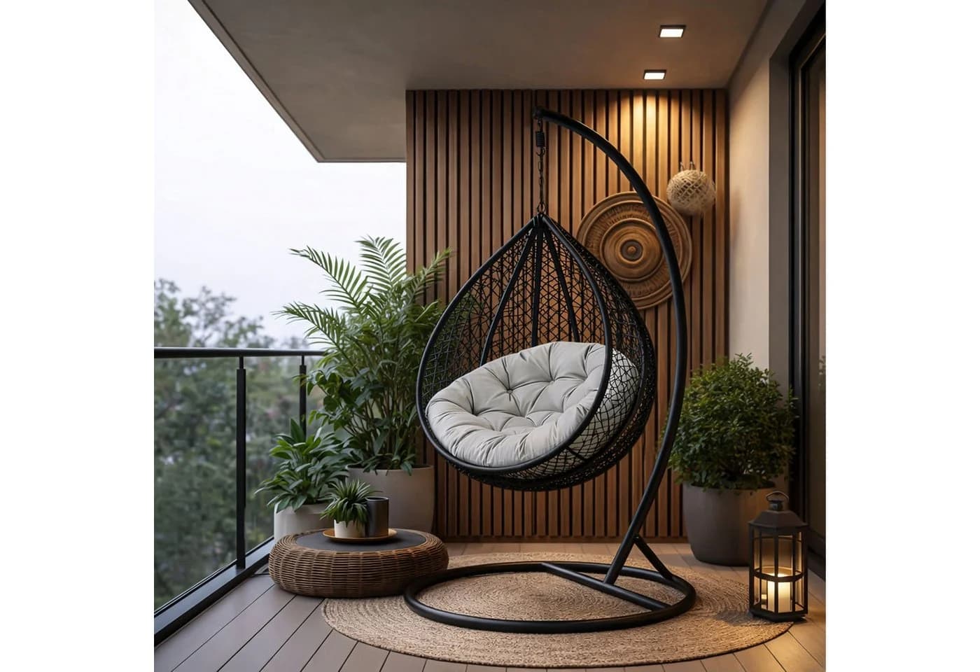 Lookway Hängesessel VIRELLA L mit Kissen Polyrattan Stahl