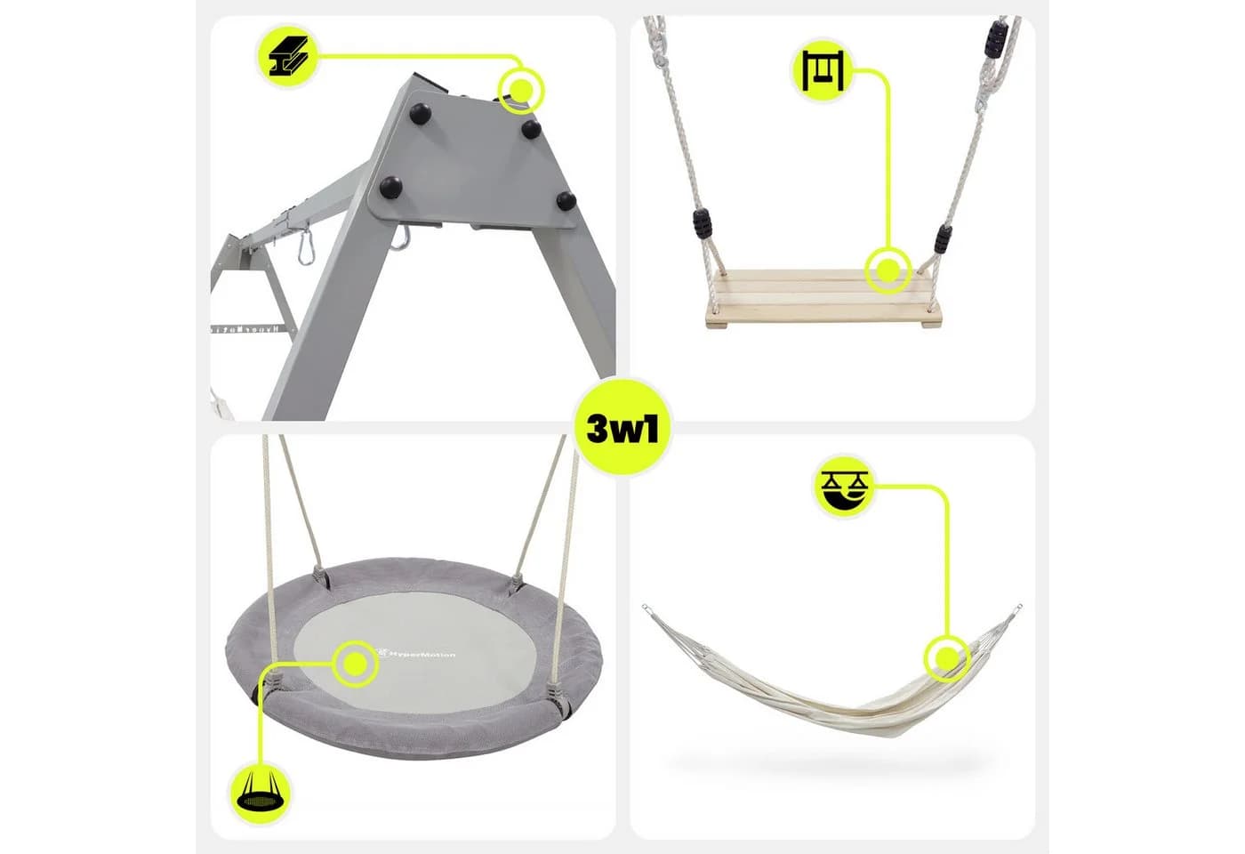 HyperMotion Gartenschaukel 3in1 mit Nestschaukel und Hängematte - Bild 4