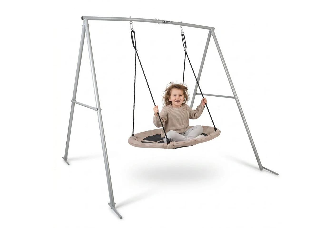 HyperMotion Nestschaukel mit Gestell 100 cm Grau/Beige - Bild 2