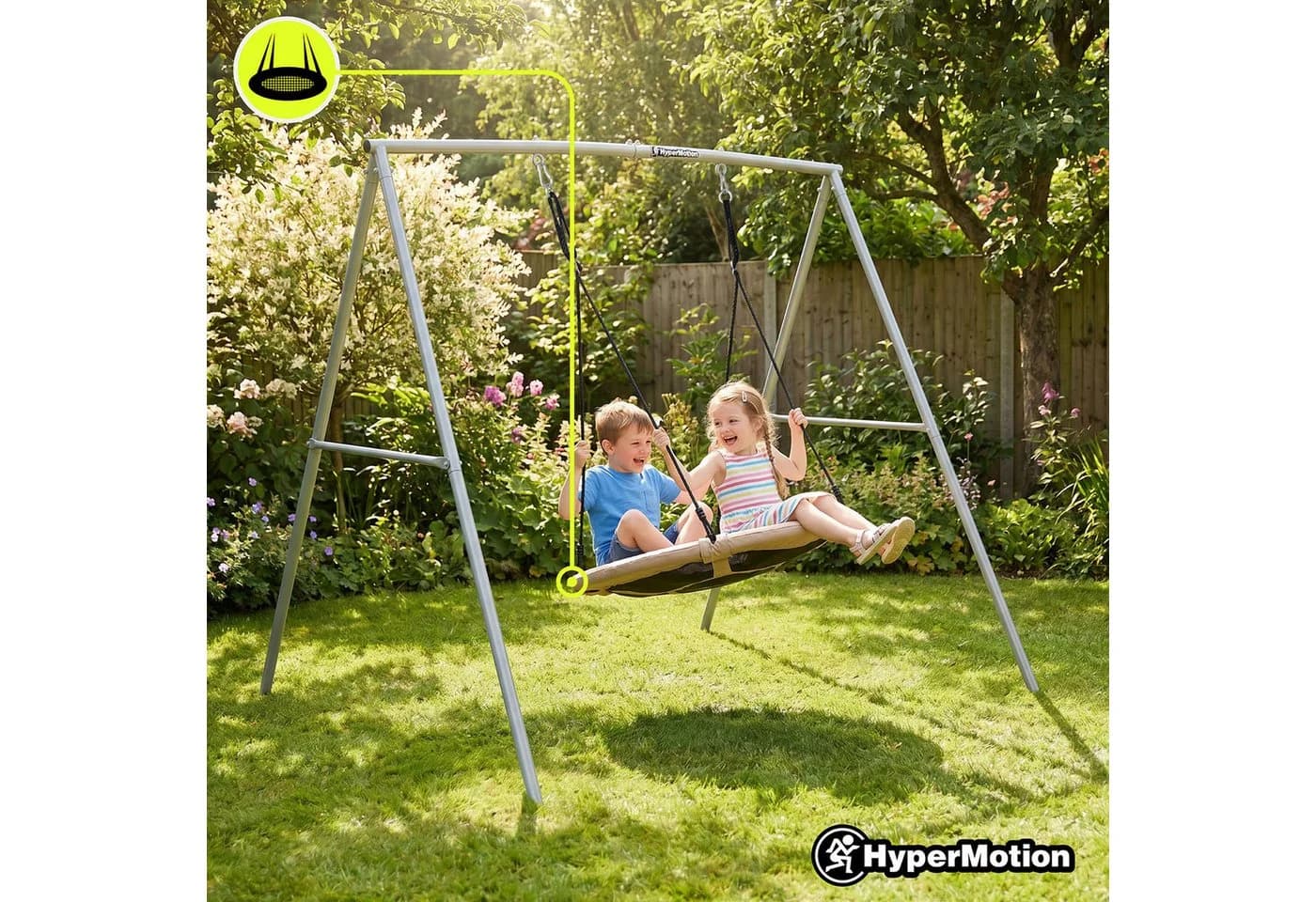 HyperMotion Nestschaukel mit Gestell 100 cm Grau/Beige - Bild 5