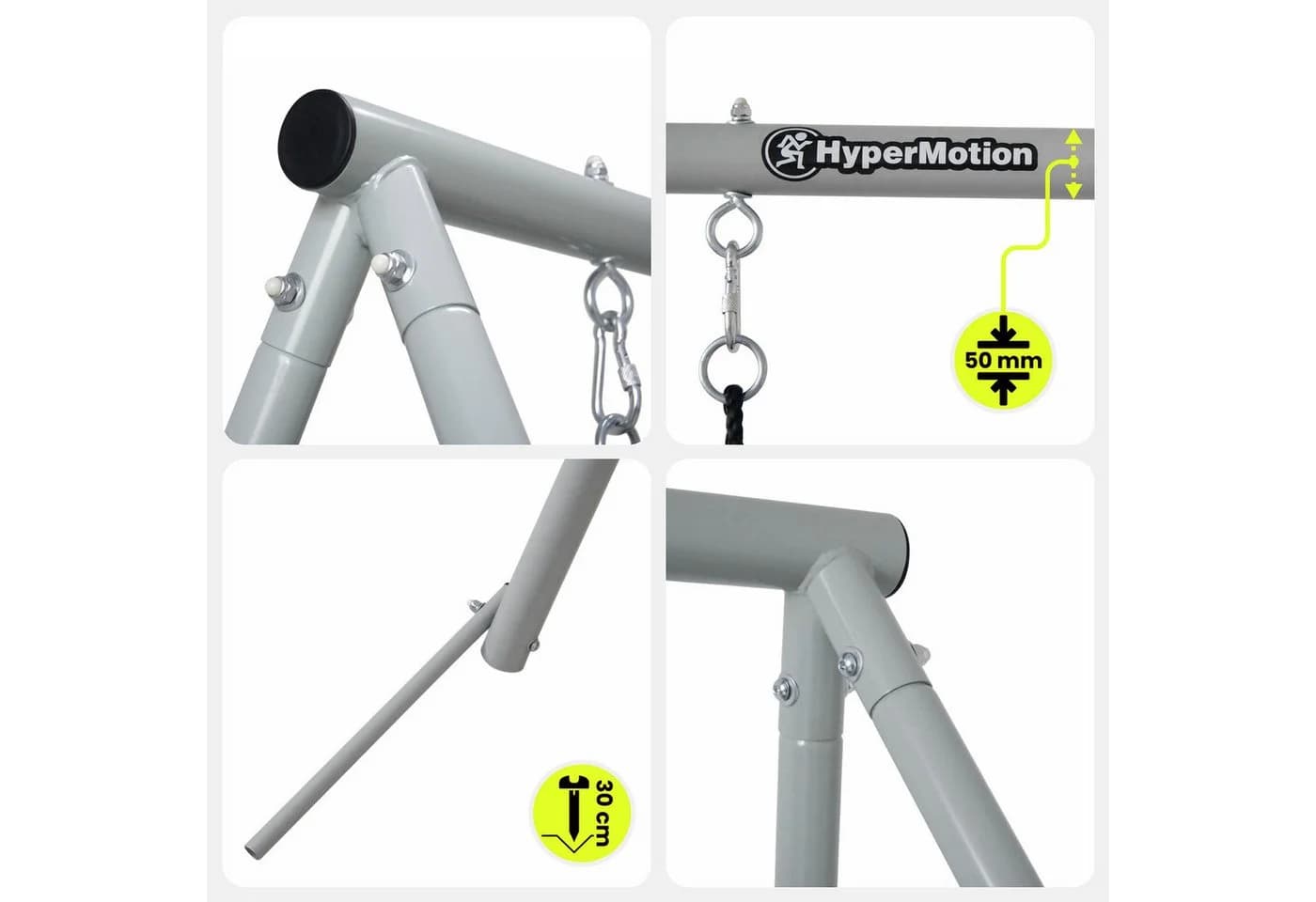 HyperMotion Doppelschaukel mit Nestschaukel und klassischem Sitz, grau/beige - Bild 4
