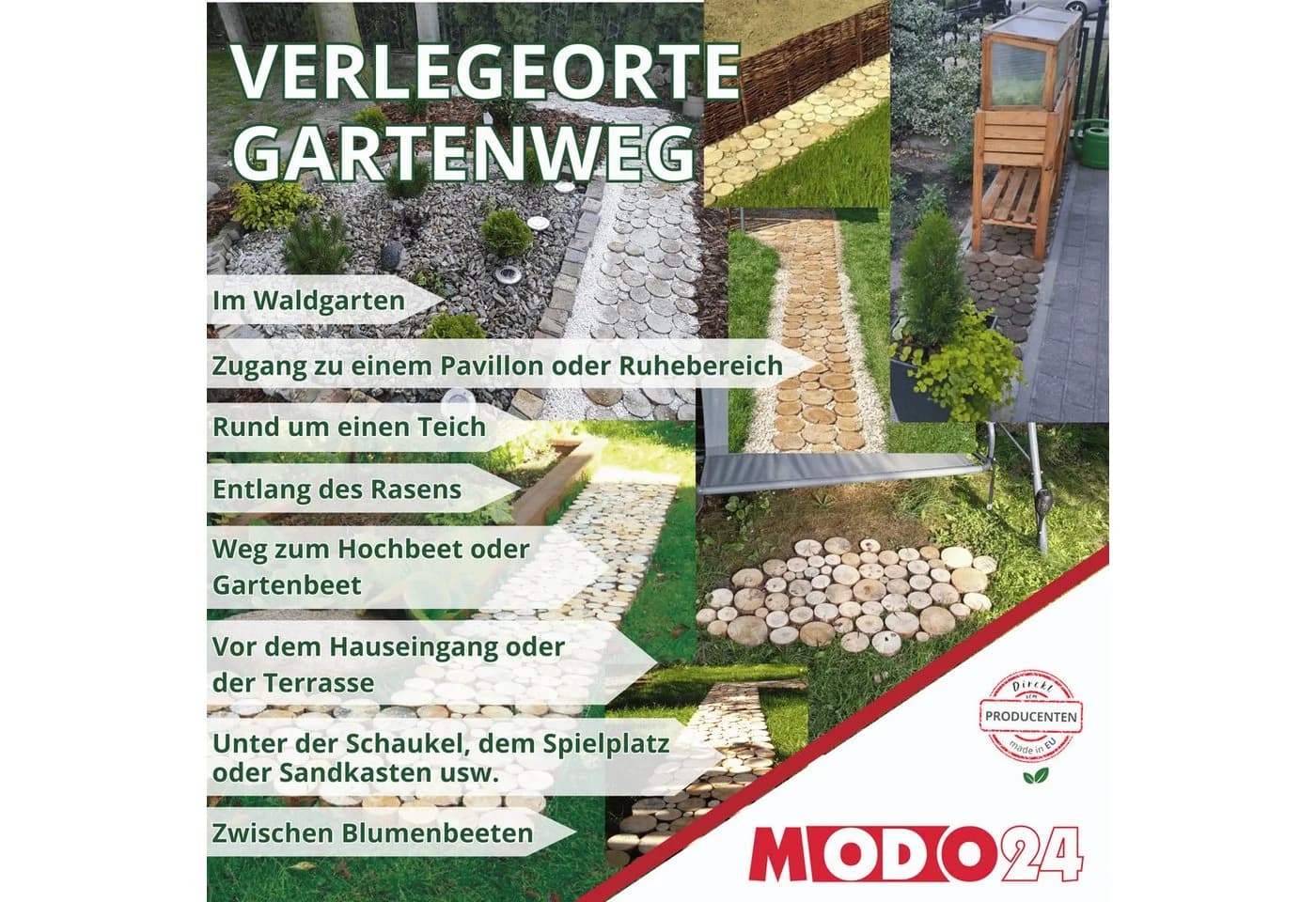 Modo24 Gartenweg aus Holzscheiben Tannenholz rustikal - Bild 3