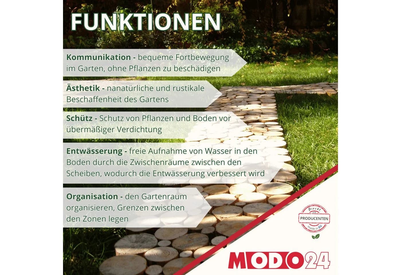 Modo24 Gartenweg aus Holzscheiben Tannenholz rustikal - Bild 4