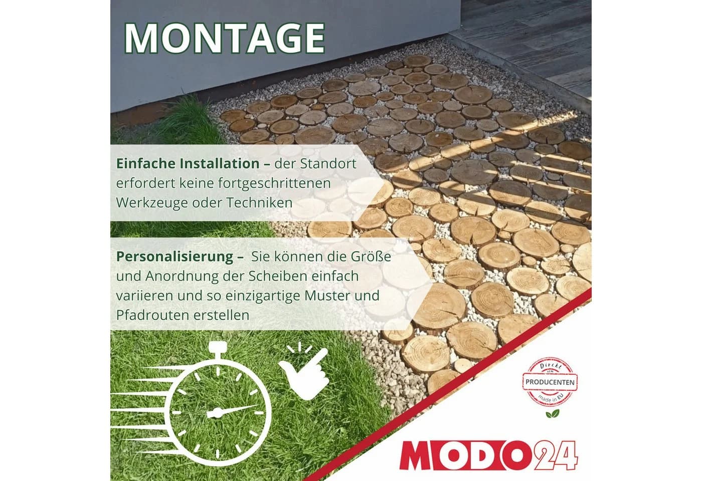 Modo24 Gartenweg aus Holzscheiben Tannenholz rustikal - Bild 5
