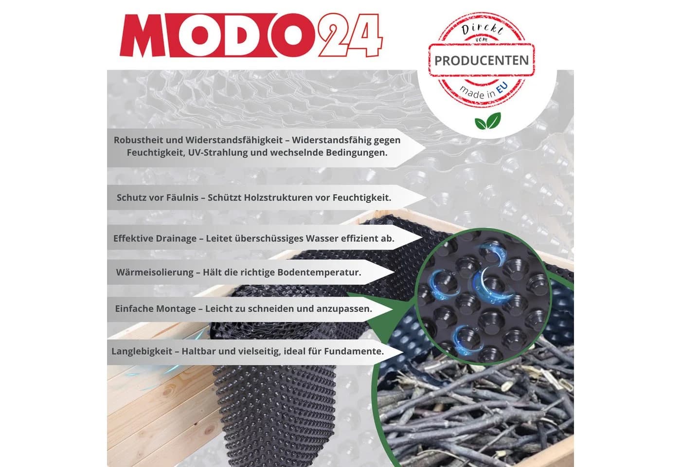 Modo24 Abdeckfolie Noppenfolie für Hochbeete - Bild 3