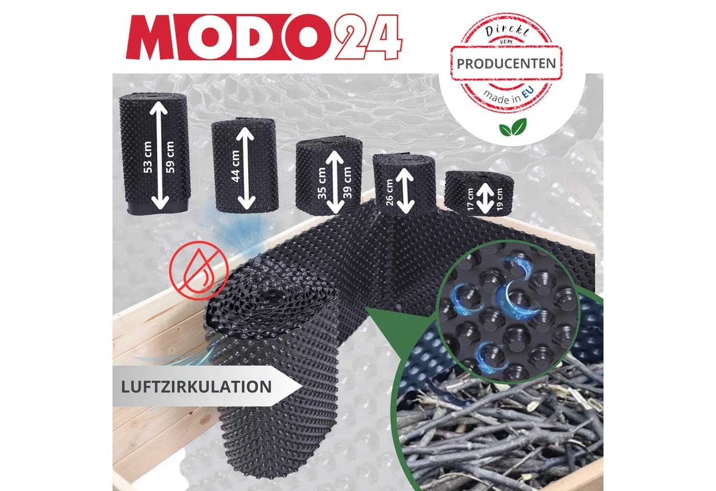 Modo24 Noppenfolie für Hochbeete mit Montageset