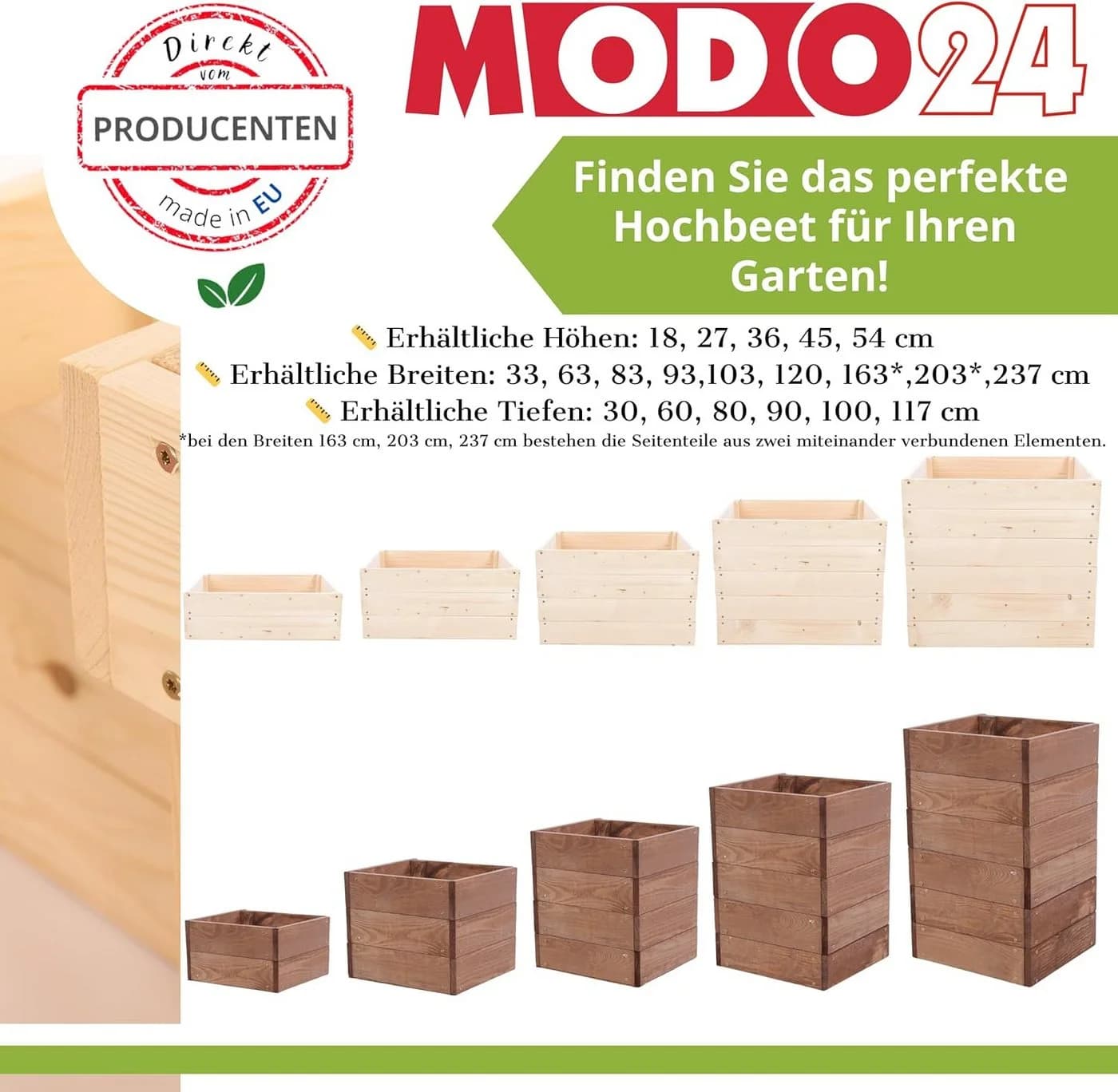 Modo24 Hochbeet Massivholz Grau Braune Beige - Bild 3