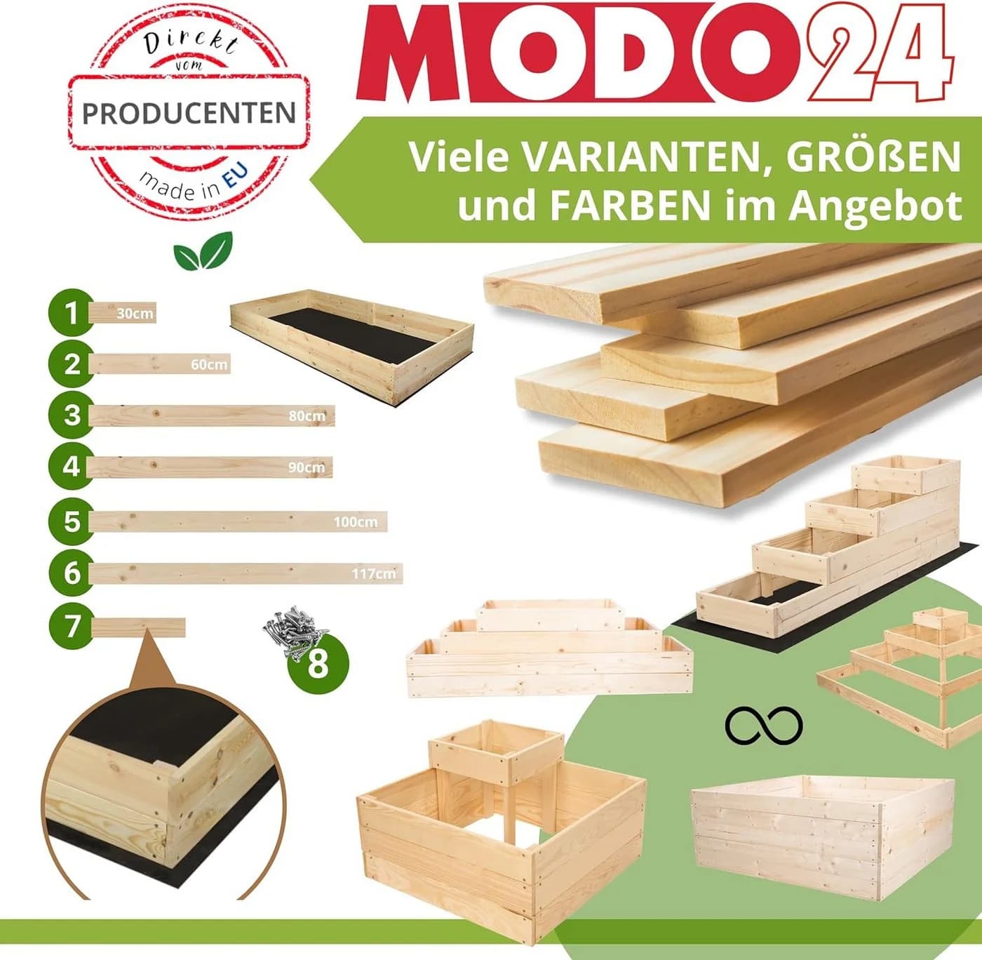 Modo24 Hochbeet Massivholz Grau Braune Beige - Bild 4