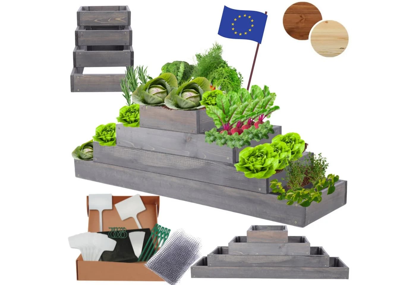 Modo24 Hochbeet Holz Kiefernholz höhenverstellbar Braun/Grau - Bild 2