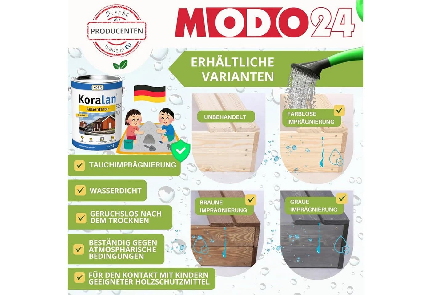 MODO24 Sandkasten mit Sitzbänken und Abdeckplane Kiefernholz - Bild 3