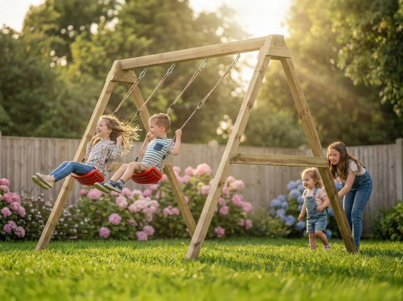MaxPlay - Swing Doppelschaukel FUNGOO, Natur, 198x202x217cm - Bild 5
