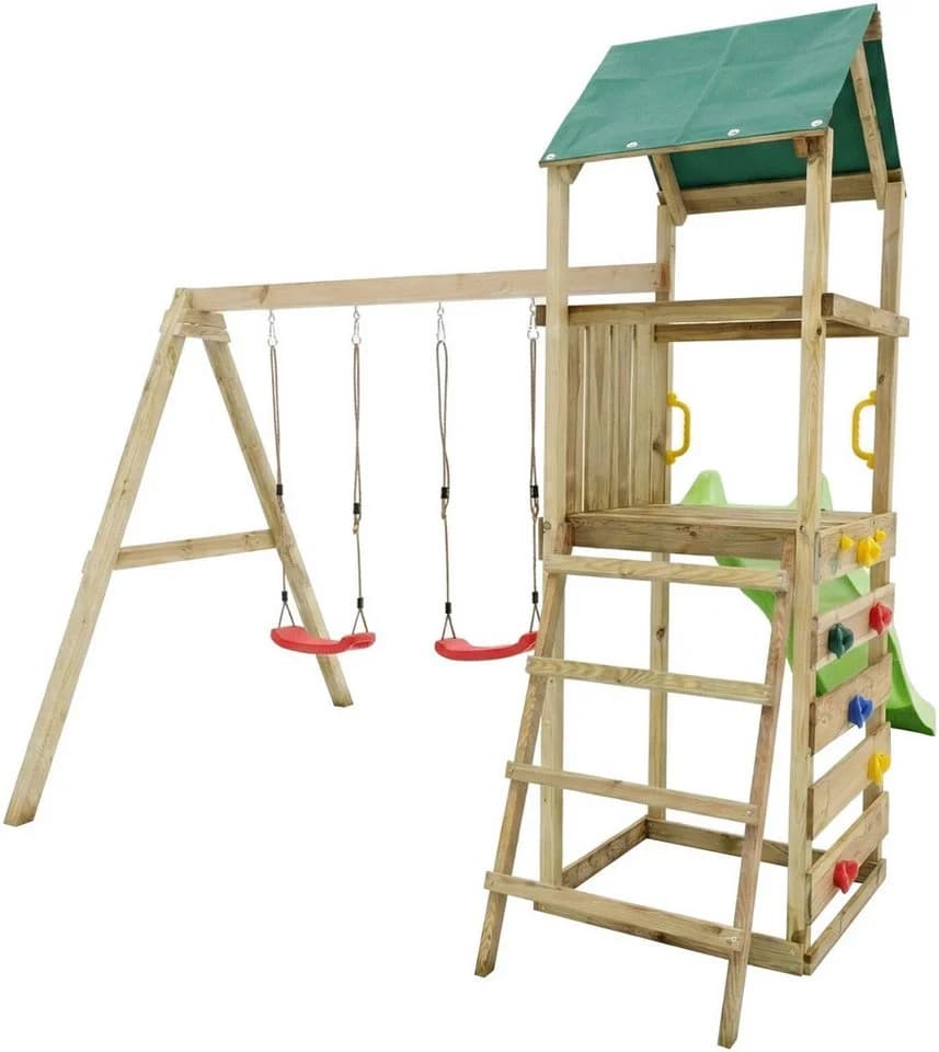FUNGOO Spielturm MaxPlay 2.1 mit Rutsche, Doppelschaukel und Kletterwand - Bild 3