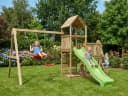 FUNGOO MaxPlay 3.2 Spielturm Grün mit Rutsche und Schaukel Bild 1