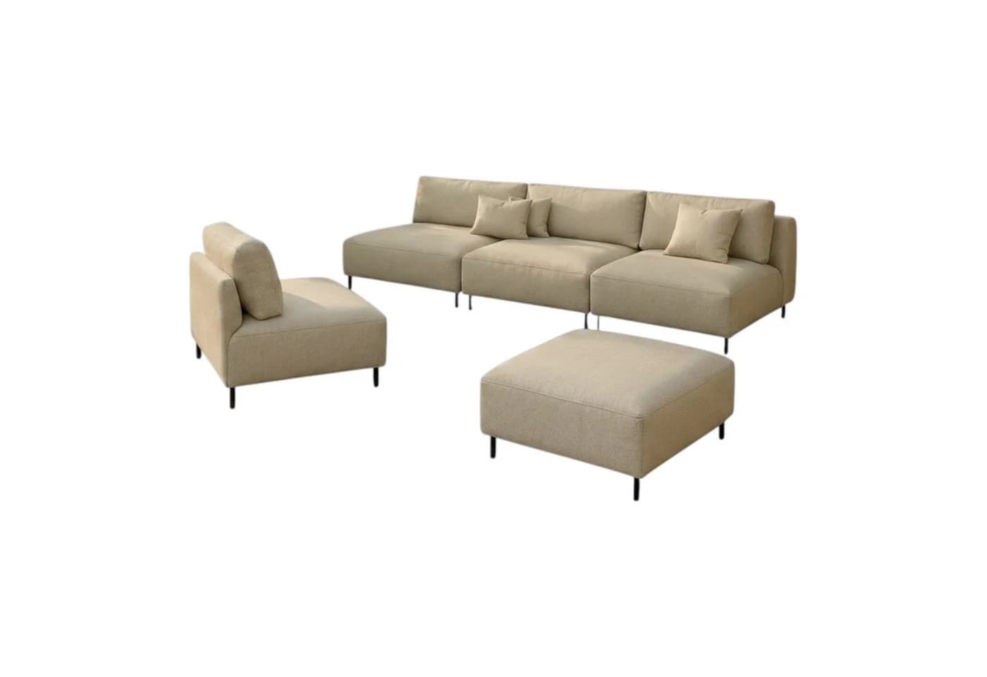 A&J MöbelLand Gartenlounge-Set SUN 3-teilig Beige Outdoor