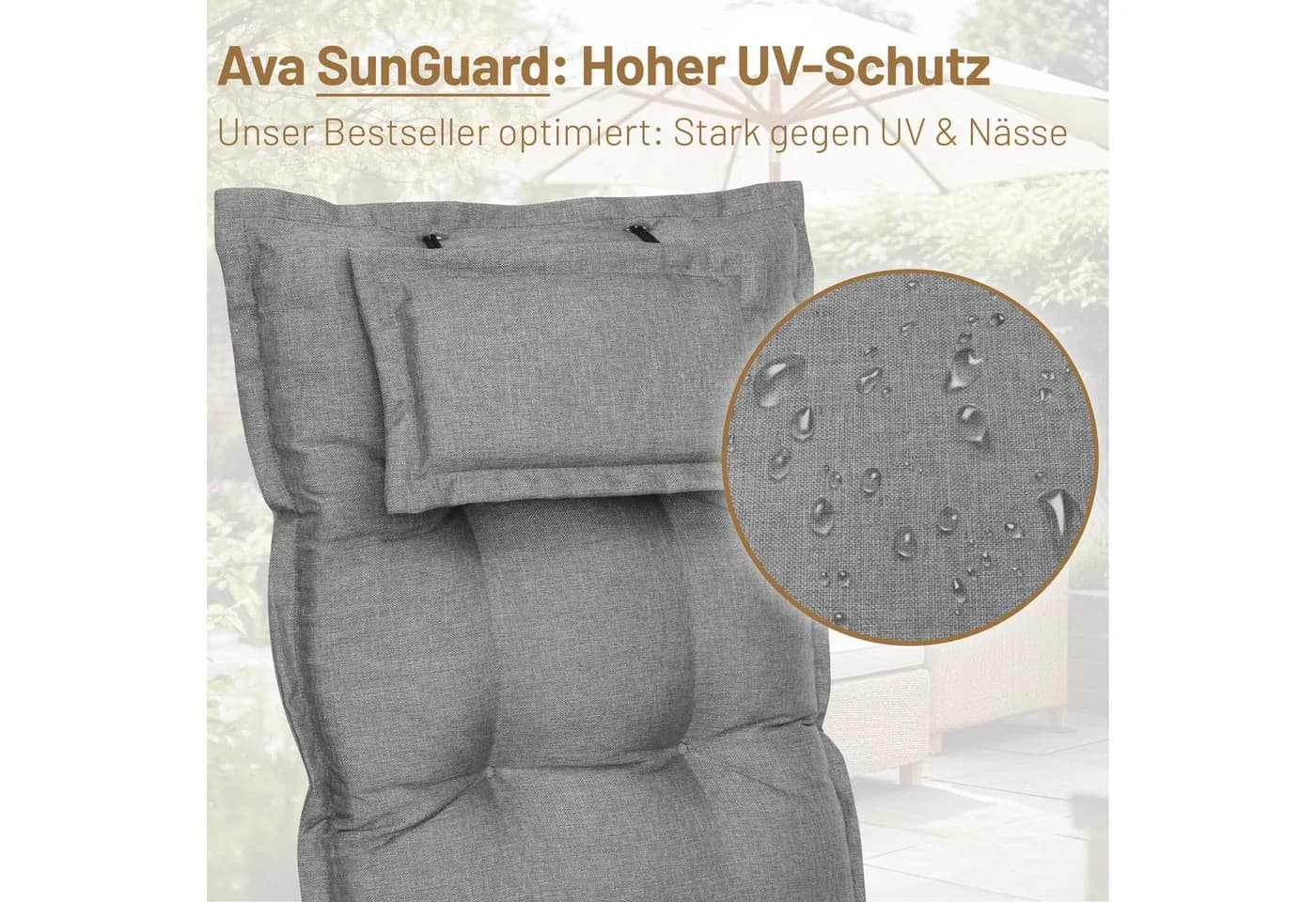 Herlag Hochlehnerauflage Ava mit Kopfpolster und UV-Schutz - Bild 5