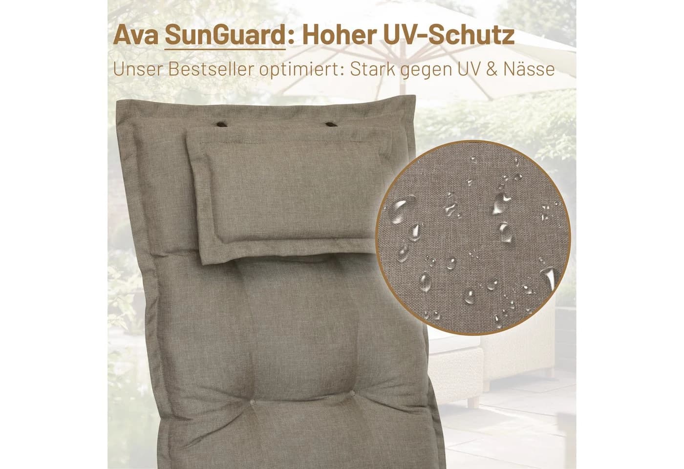 Herlag Hochlehnerauflage Ava mit Kopfpolster - SunGuard UV-Schutz - Bild 5