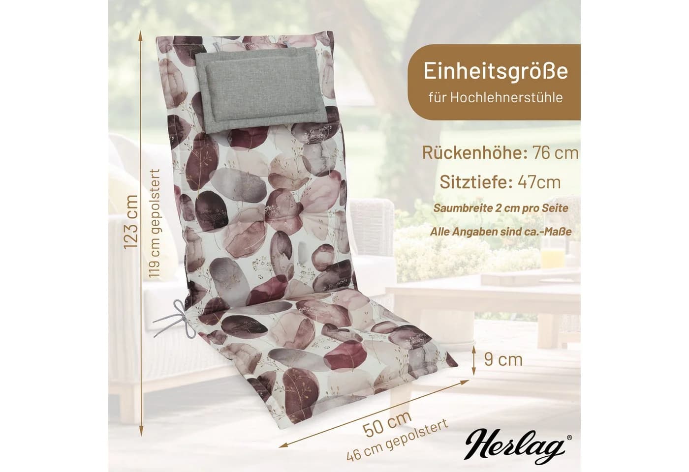 Herlag Hochlehnerauflage Ava mit Kopfpolster - Bild 3