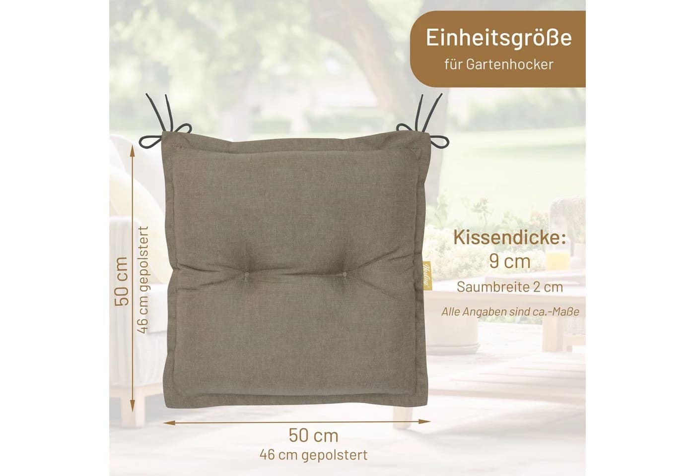 Herlag Hockerauflage Ava Taupe Extra Dick - Bild 3