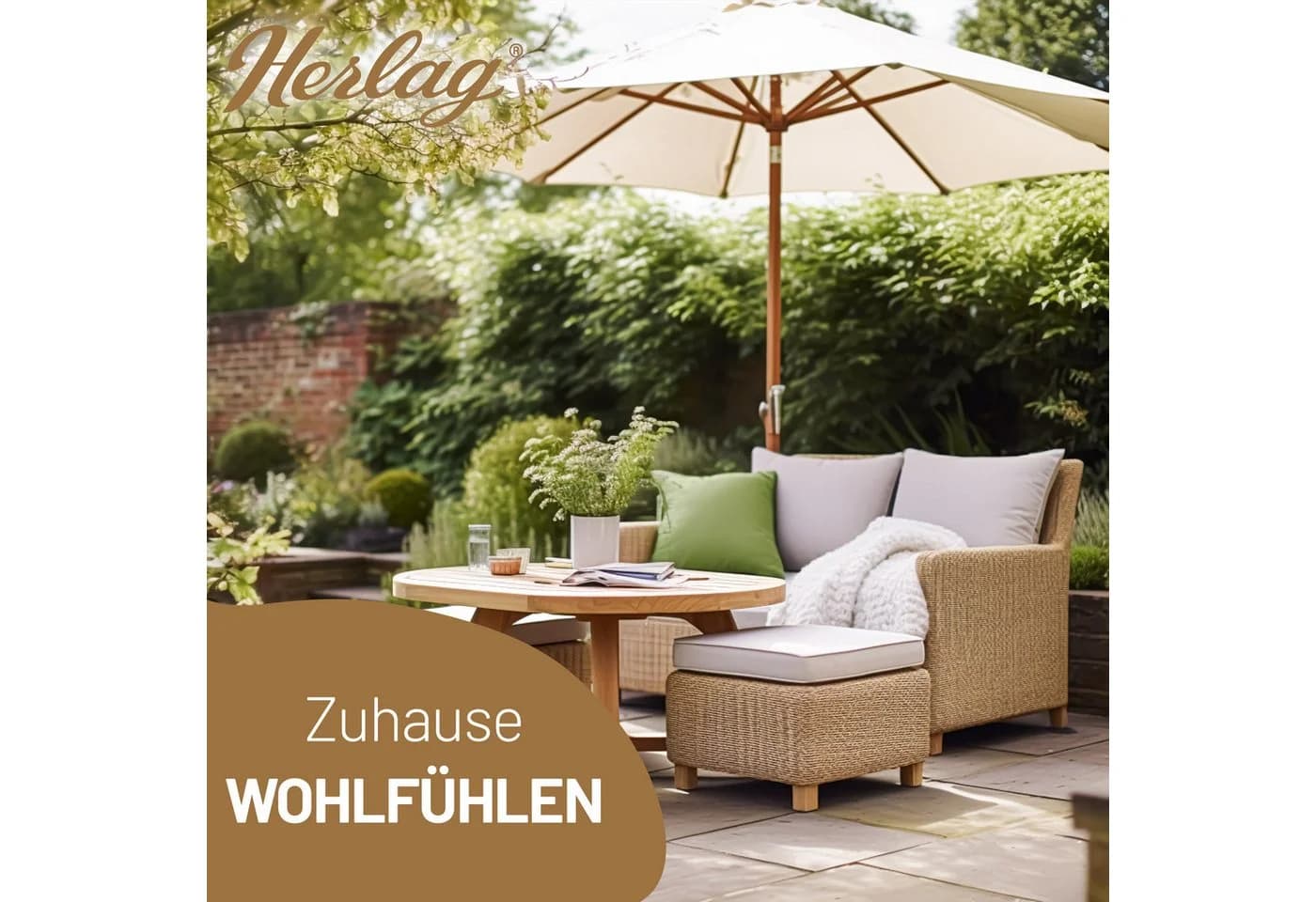 Herlag Hockerauflage Ava Taupe Extra Dick - Bild 5