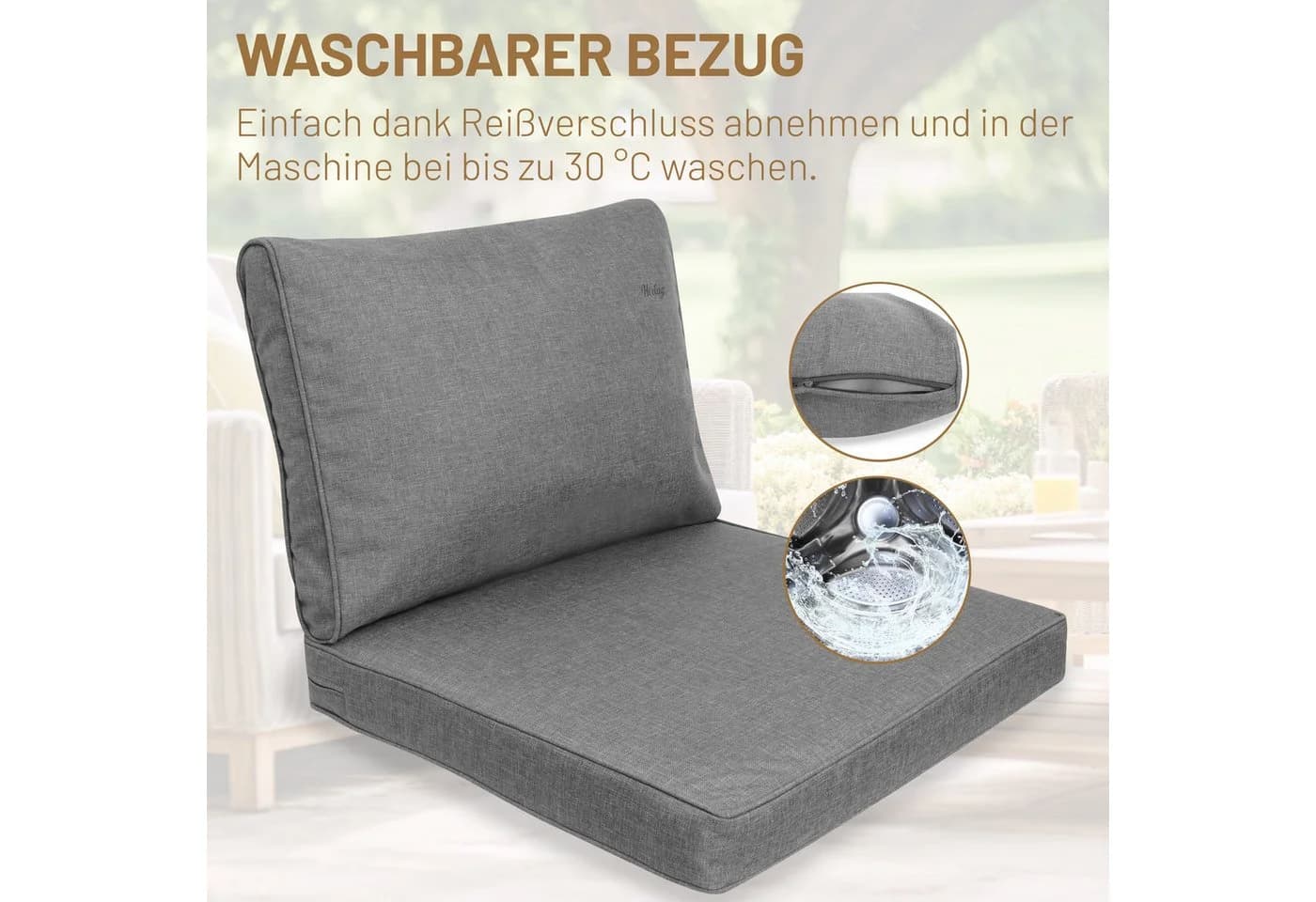 Herlag Stuhlkissen Sunny Grau Outdoor Wetterfest - Bild 5