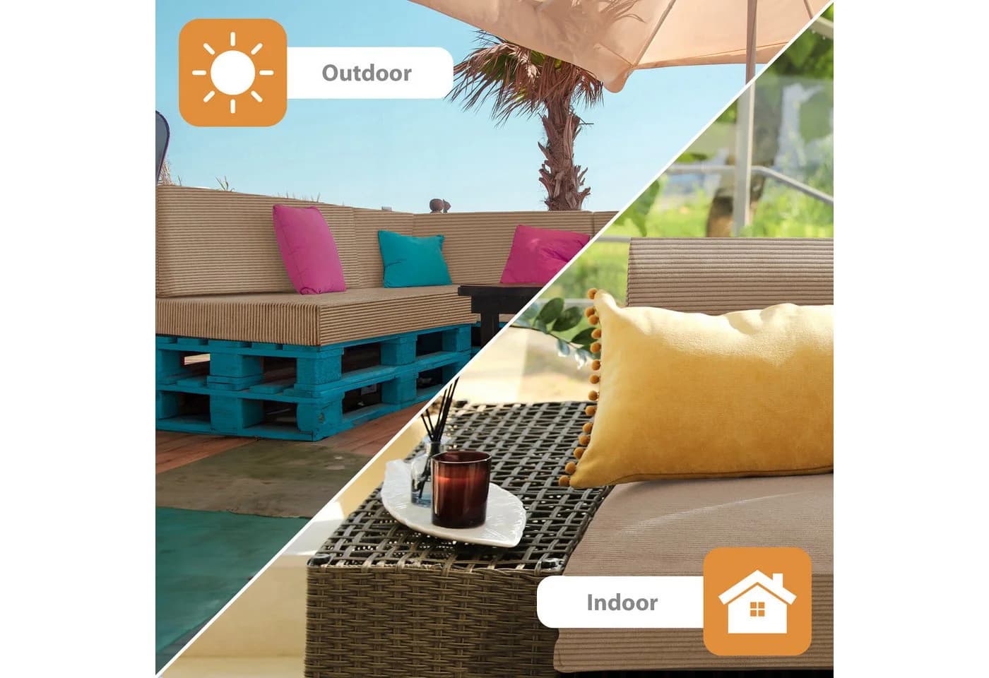 Amazinggirl Palettenkissen Outdoor Grau Beige Sitzpolster - Bild 5