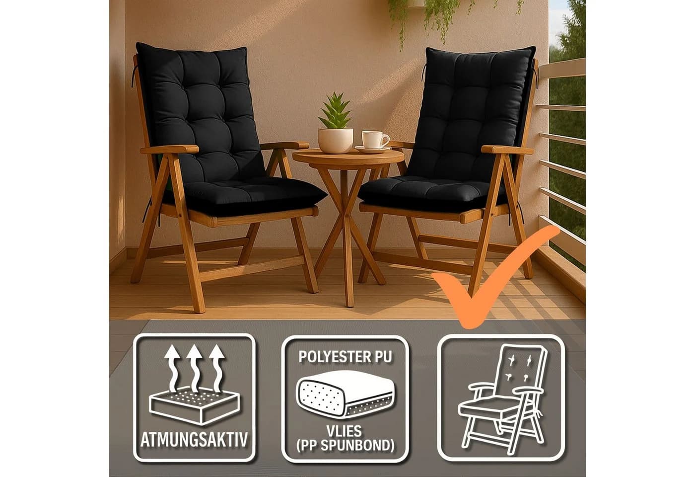 Amazinggirl Hochlehnerauflage Gartenstuhl Bordeaux 2 Stk - Bild 5