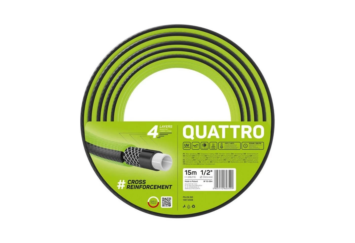 Cellfast Quattro Gartenschlauch 15m 4-Lagen UV-beständig Grün - Bild 2