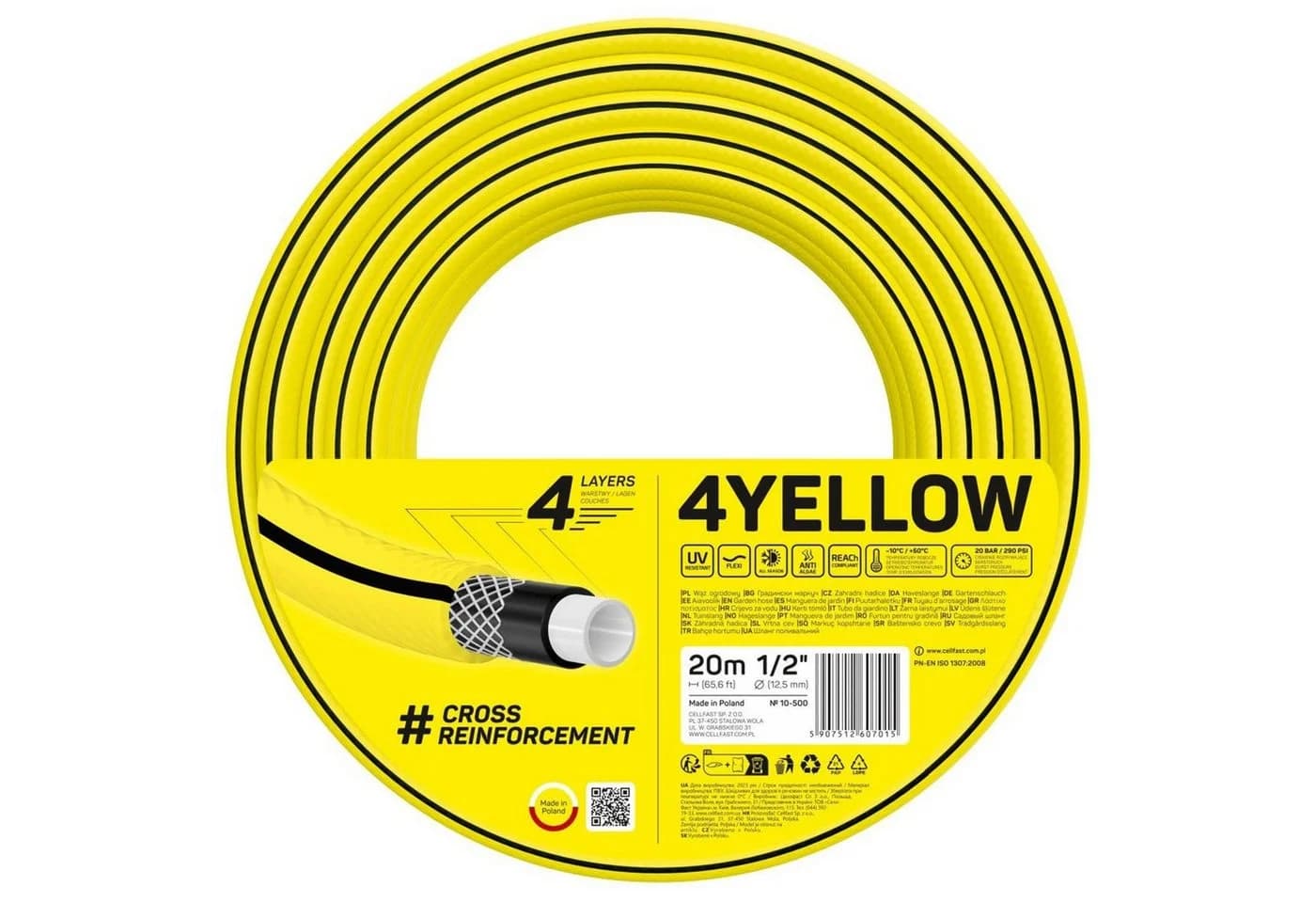 Cellfast Gartenschlauch 4YELLOW 1/2 Zoll Gelb 4-lagig - Bild 2