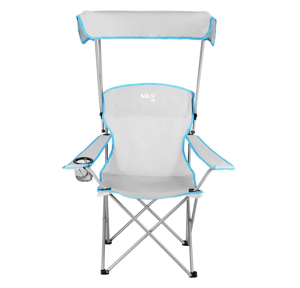 NILS CAMP Campingstuhl mit Sonnenschutz und Becherhalter Grau - Bild 2