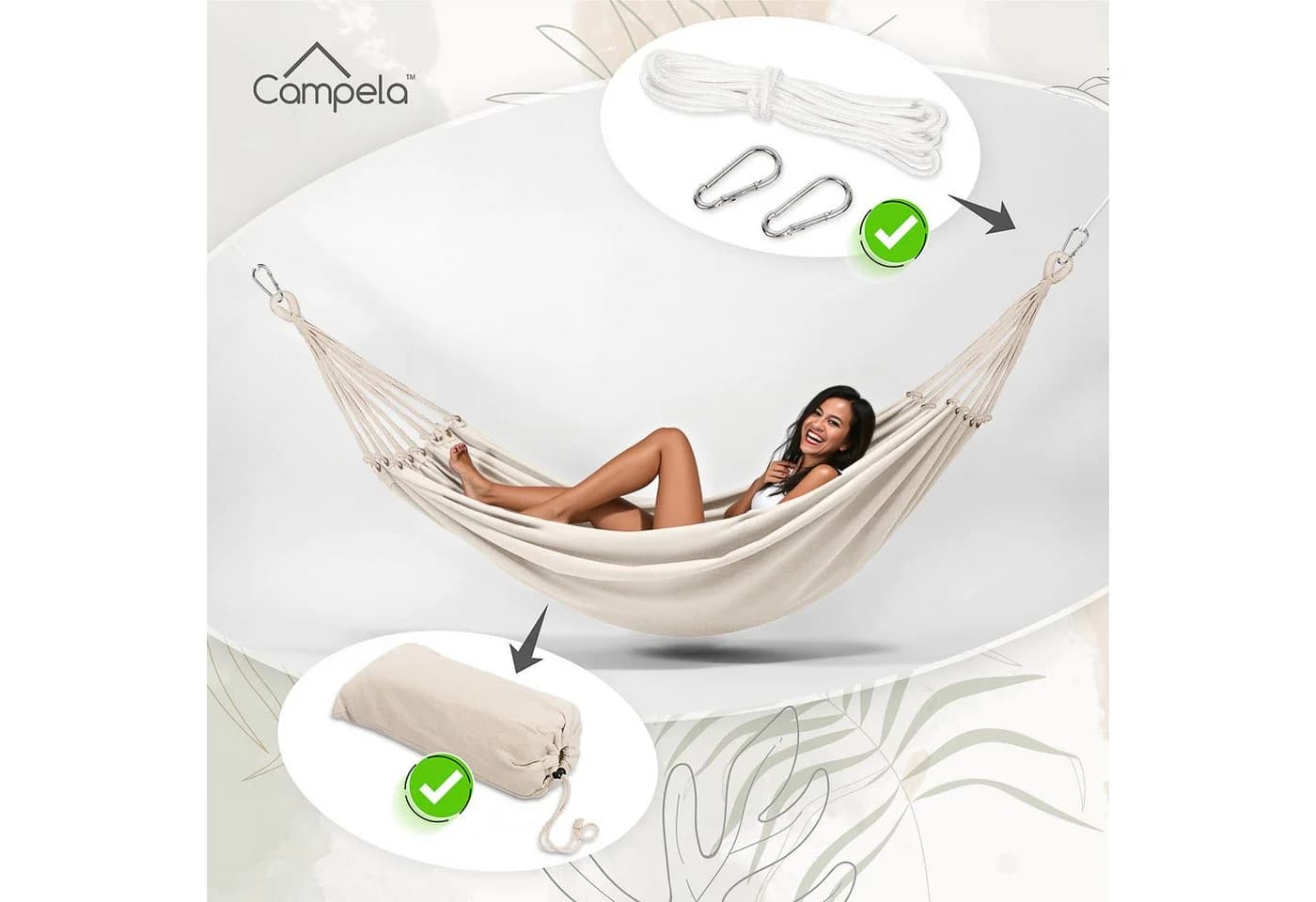 Campela Hängematte Boho 2-Personen Indoor Outdoor Beige