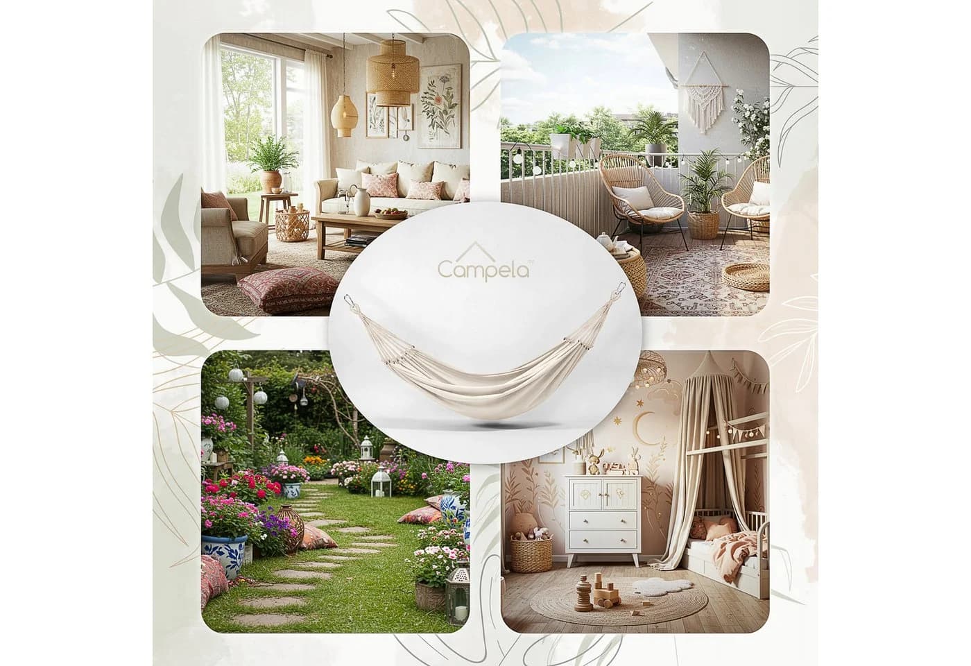 Campela Hängematte Boho 2-Personen Indoor Outdoor Beige - Bild 3