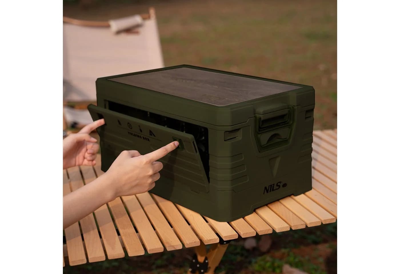 NILS CAMP Aufbewahrungsbox 2in1 Klappbare Campingkiste Outdoor 32L - Bild 4