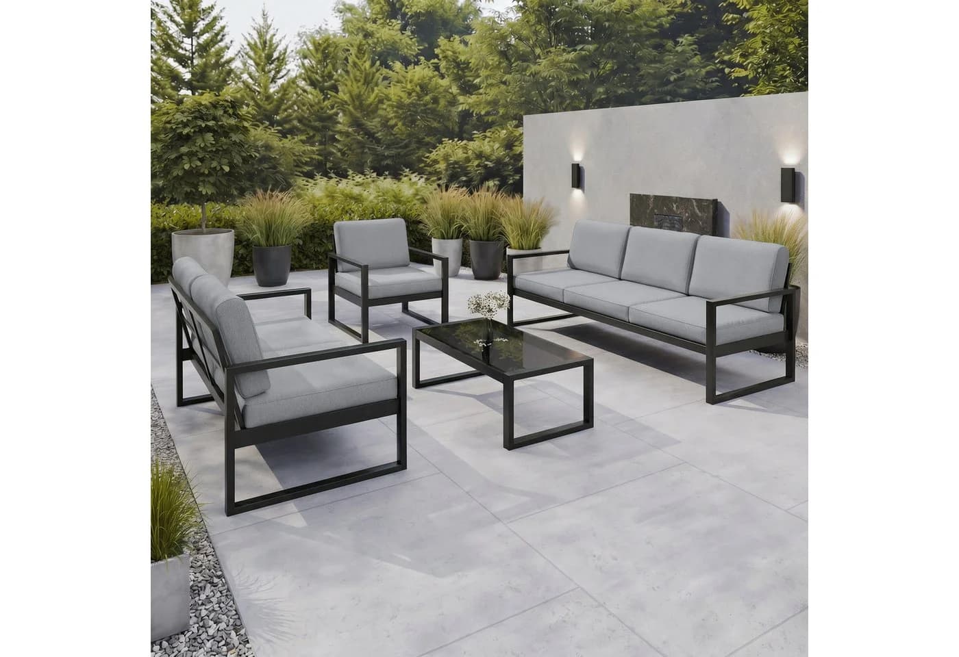 Beautysofa Gartentisch STELLA Schwarz Glas 110x55 cm - Bild 4