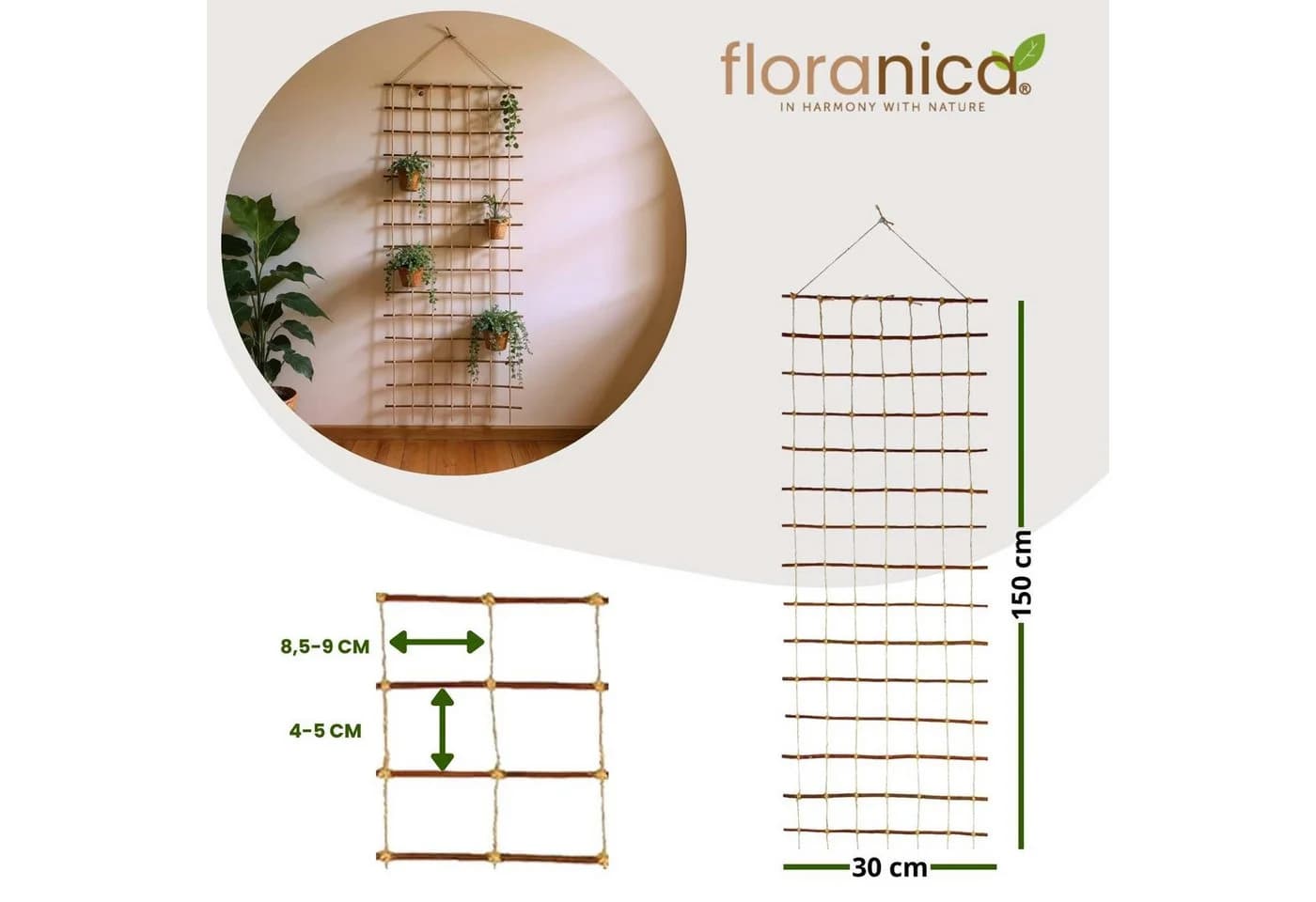 Floranica Rankhilfe Ranknetz Rankgitter für Garten Balkon und Terrasse
