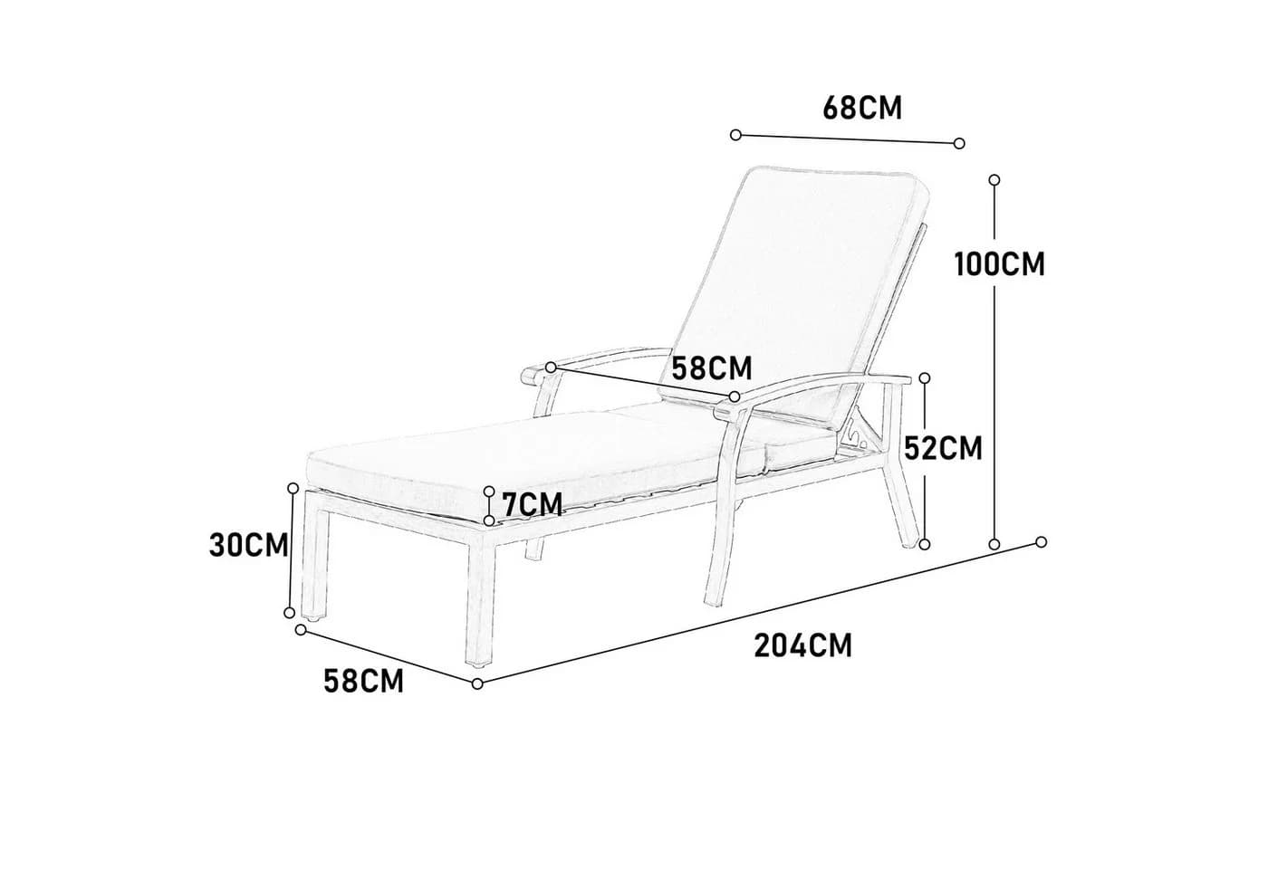 LVHOM Verstellbare Aluminium-Gartenliege mit Kissen Grau - Bild 3