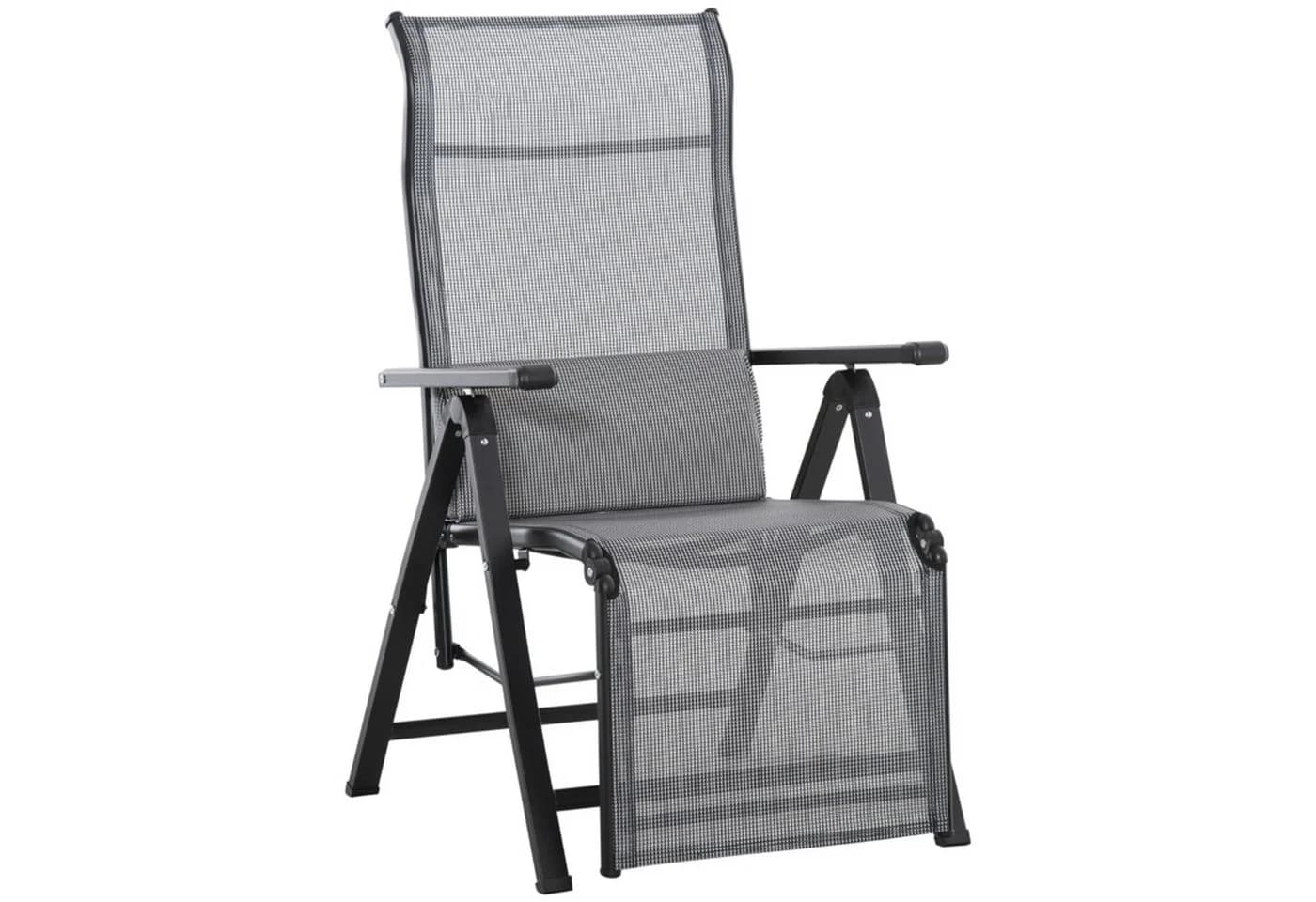 MC Star Gartenliege klappbar mit Kissen, 9-fach verstellbar, Schwarz+Grau - Bild 2