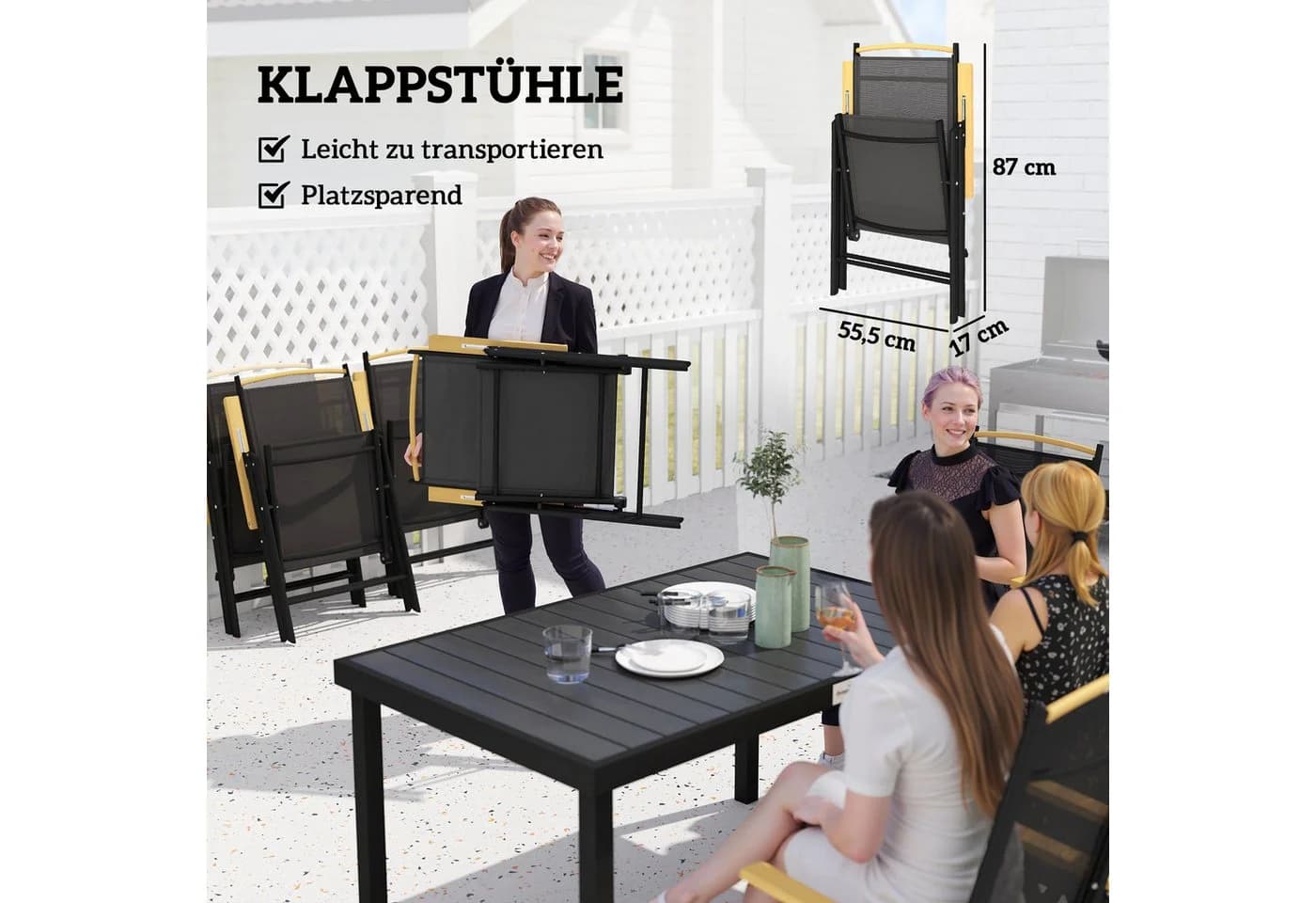 MC Star Gartenlounge-Set 7-tlg. Schwarz Aluminium Klappbar - Bild 5