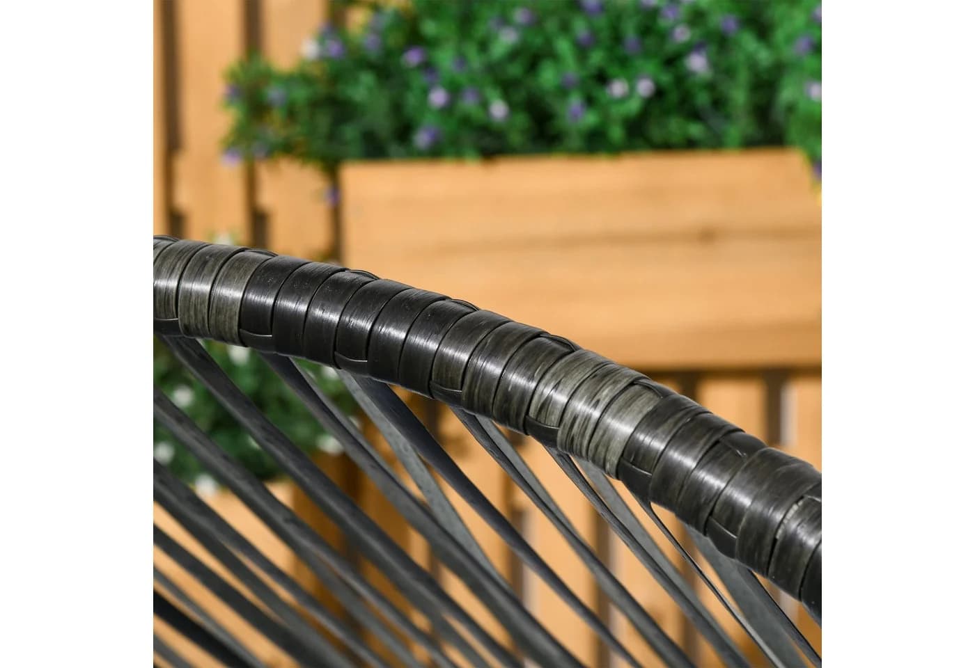 MC Star Gartensessel PE-Rattan Grau/Schwarz mit Kissen