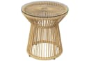 MC Star Gartentisch Outdoor-Beistelltisch Rattan-Beistelltisch Glasplatte Beige Bild 2