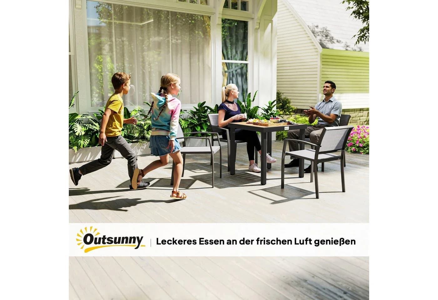 MC Star Gartentisch Schwarz Kunststoff Aluminiumrahmen 78x78x74 cm - Bild 3