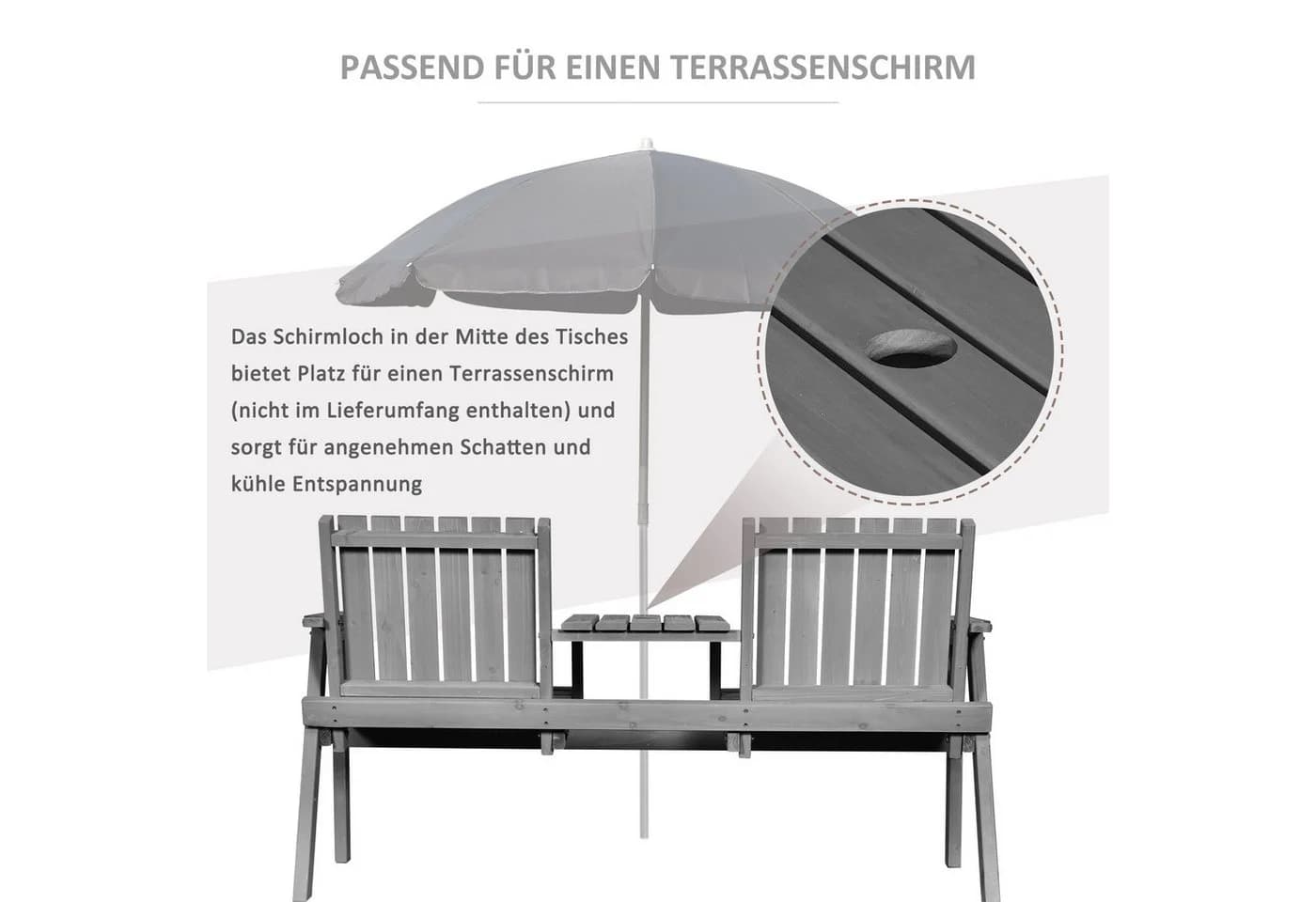 MC Star Gartenbank mit Tisch Grau Massivholz
