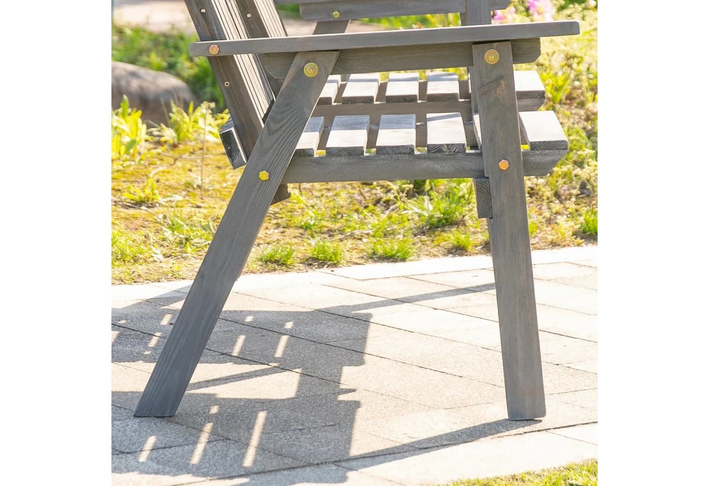 MC Star Gartenbank mit Tisch Grau Massivholz - Bild 4