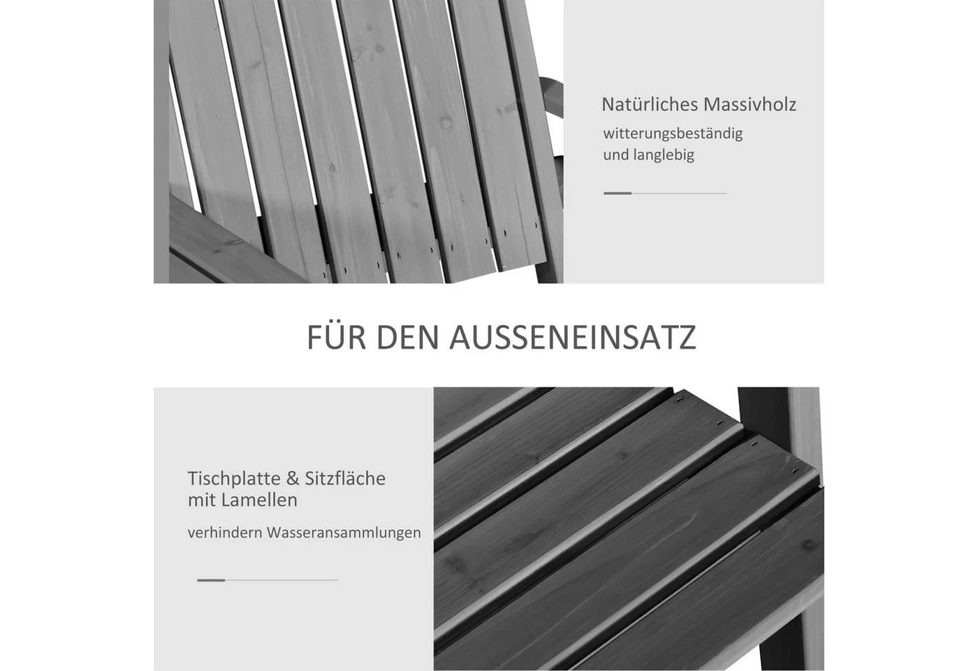 MC Star Gartenbank mit Tisch Grau Massivholz - Bild 5