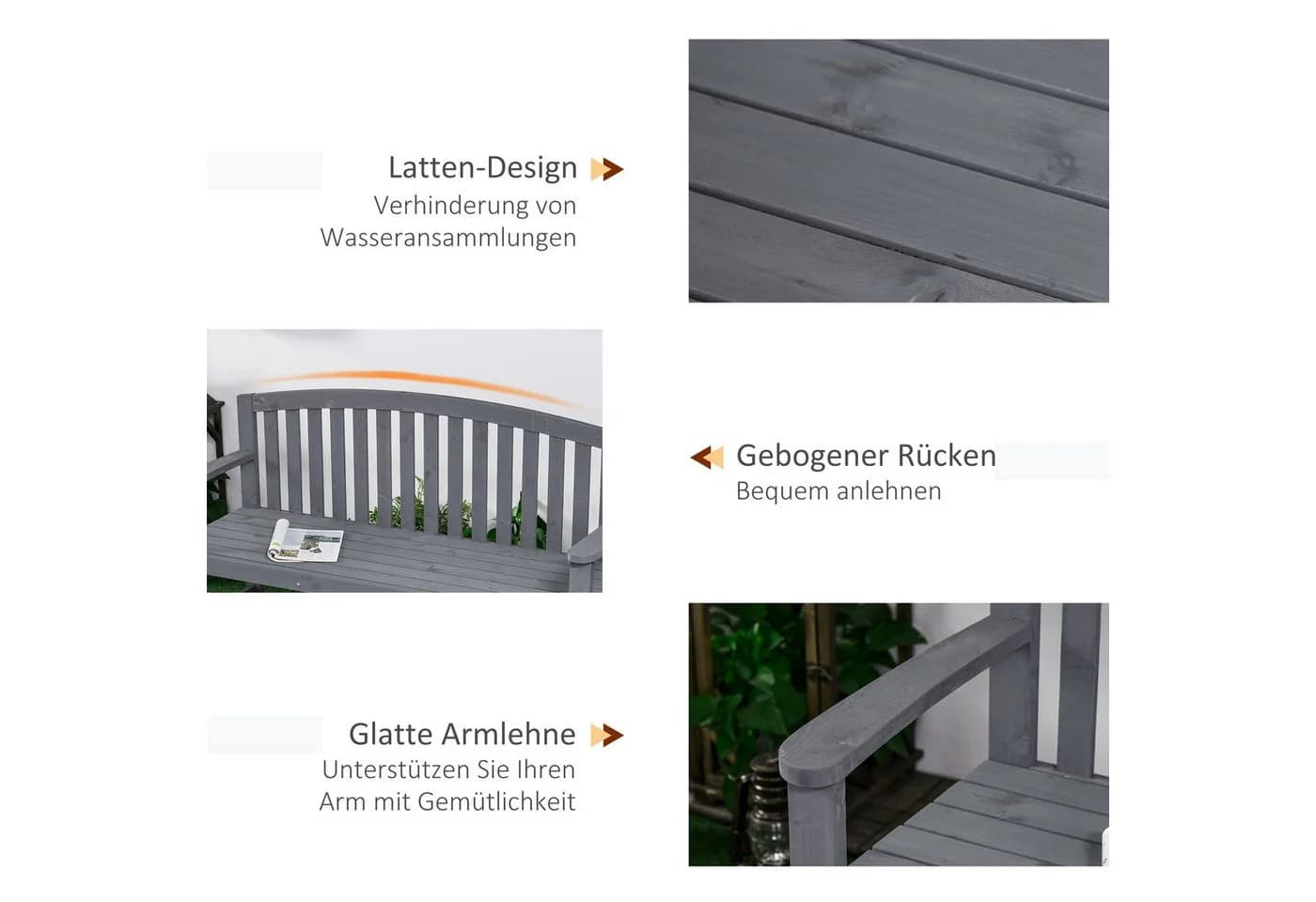 MC Star Gartenbank 2-Sitzer Grau Tannenholz